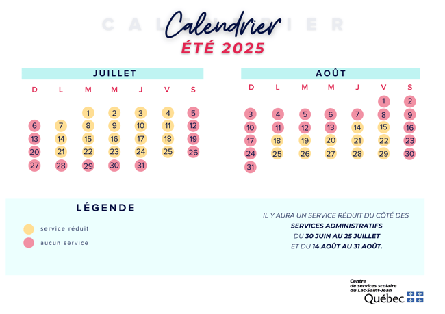 calendrier scolaire_CSSLSJ